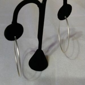 Matte silver tone hoop earrings pierced NWT 5.5cm